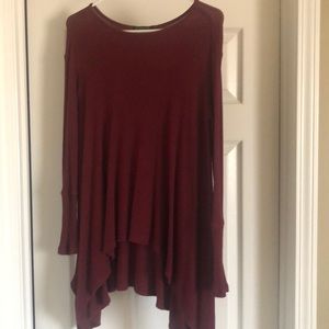 Burgundy waffle weave top